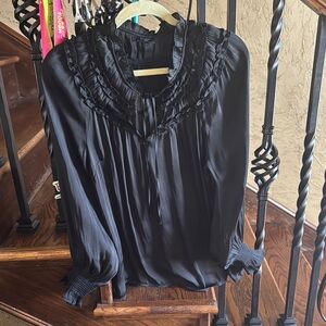 Talbots Elegant Black Ruffled Women's Top